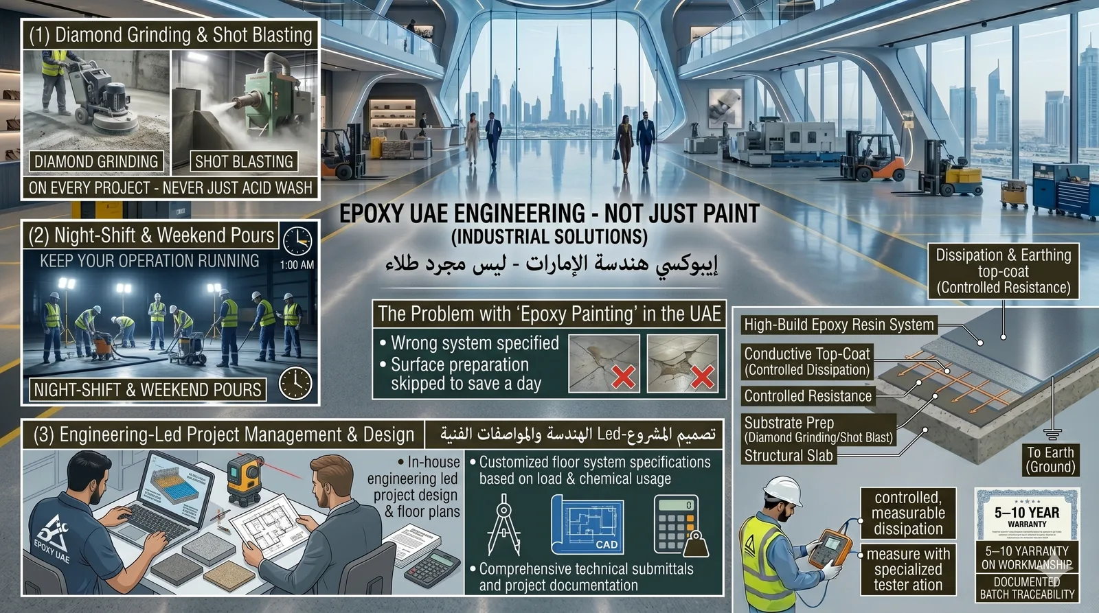 Engineered industrial epoxy resin floor — Aamtron Group