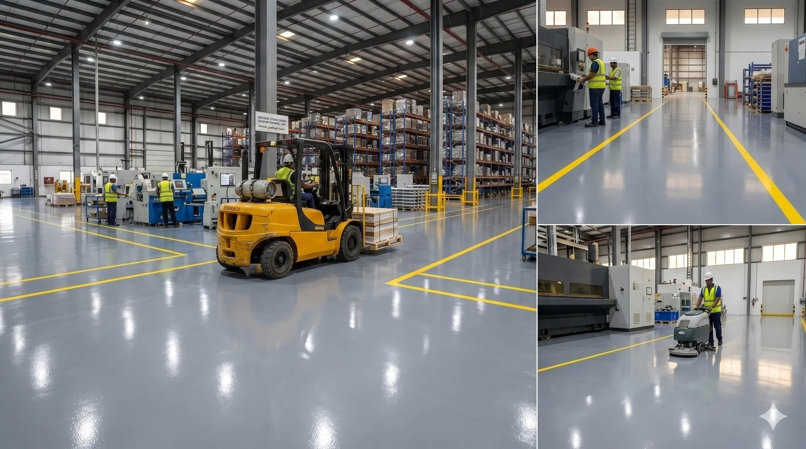 Industrial epoxy flooring in a Qatar warehouse — Epoxy Masters